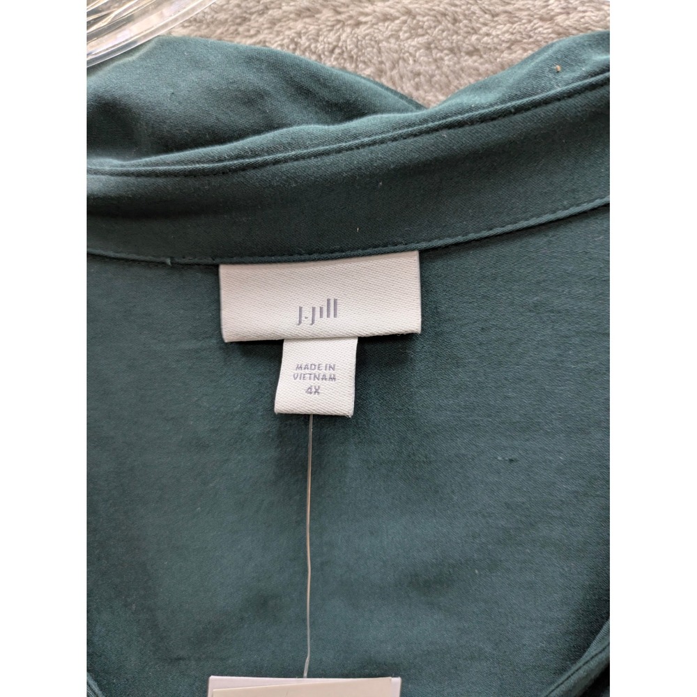 J Jill Evergreen Button Front Blouse Womens 4X Long Sleeve Minimalist Jewel Tone - Picture 2 of 8